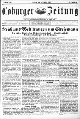 Coburger Zeitung Freitag 4. Oktober 1929