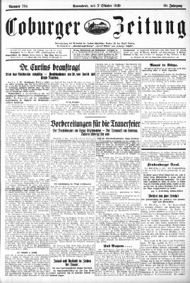 Coburger Zeitung Samstag 5. Oktober 1929