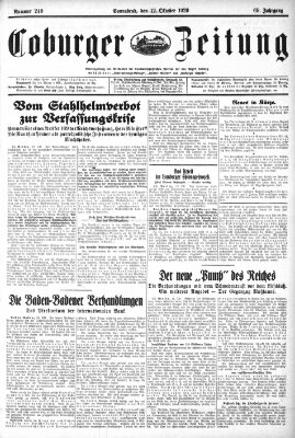 Coburger Zeitung Samstag 12. Oktober 1929