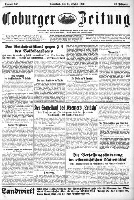 Coburger Zeitung Samstag 19. Oktober 1929