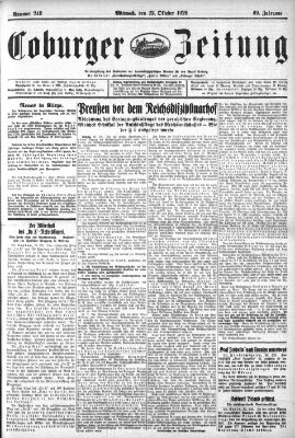 Coburger Zeitung Mittwoch 23. Oktober 1929