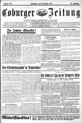 Coburger Zeitung Samstag 26. Oktober 1929