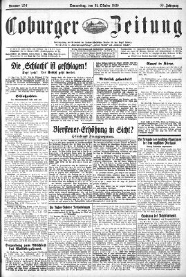 Coburger Zeitung Donnerstag 31. Oktober 1929