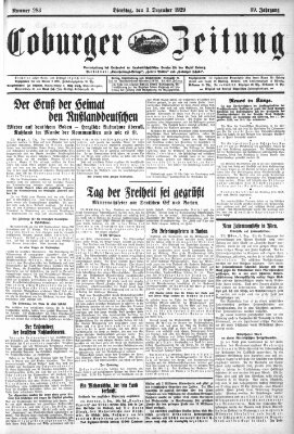 Coburger Zeitung Dienstag 3. Dezember 1929