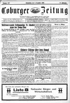 Coburger Zeitung Samstag 7. Dezember 1929