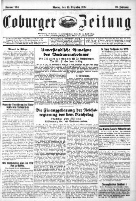 Coburger Zeitung Montag 16. Dezember 1929