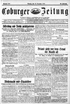 Coburger Zeitung Montag 23. Dezember 1929