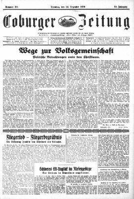 Coburger Zeitung Dienstag 24. Dezember 1929