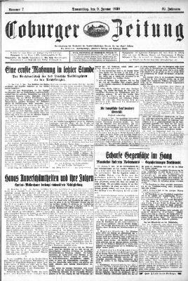 Coburger Zeitung Donnerstag 9. Januar 1930