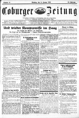 Coburger Zeitung Dienstag 14. Januar 1930