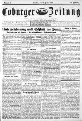 Coburger Zeitung Tuesday 21. January 1930