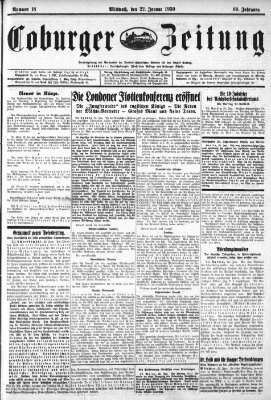 Coburger Zeitung Mittwoch 22. Januar 1930