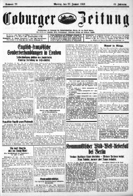 Coburger Zeitung Montag 27. Januar 1930