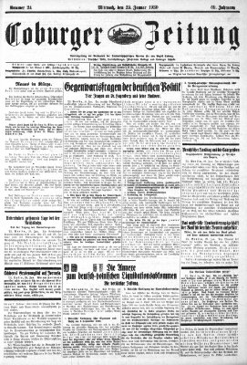 Coburger Zeitung Mittwoch 29. Januar 1930