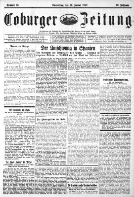 Coburger Zeitung Donnerstag 30. Januar 1930