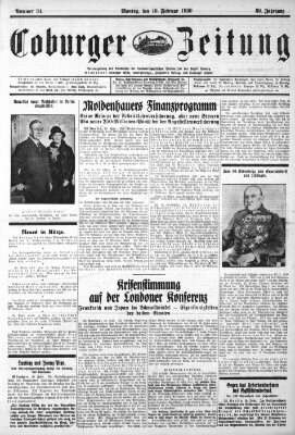 Coburger Zeitung Montag 10. Februar 1930