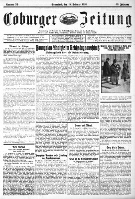 Coburger Zeitung Samstag 15. Februar 1930