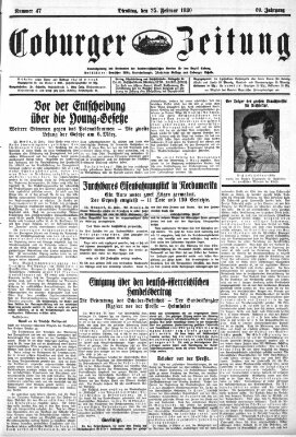 Coburger Zeitung Dienstag 25. Februar 1930