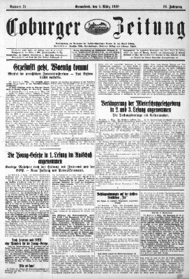 Coburger Zeitung Samstag 1. März 1930