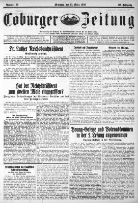 Coburger Zeitung Mittwoch 12. März 1930