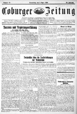 Coburger Zeitung Donnerstag 3. April 1930