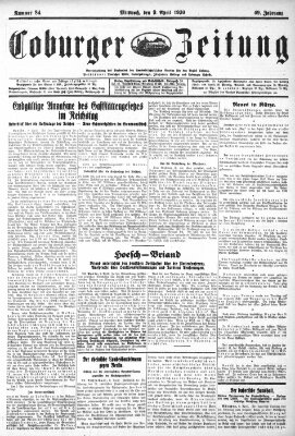 Coburger Zeitung Mittwoch 9. April 1930