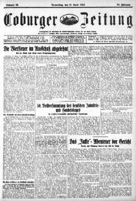 Coburger Zeitung Donnerstag 10. April 1930