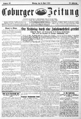 Coburger Zeitung Montag 14. April 1930