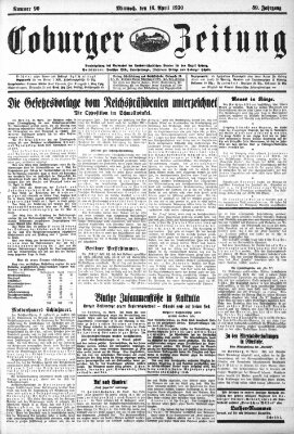 Coburger Zeitung Mittwoch 16. April 1930