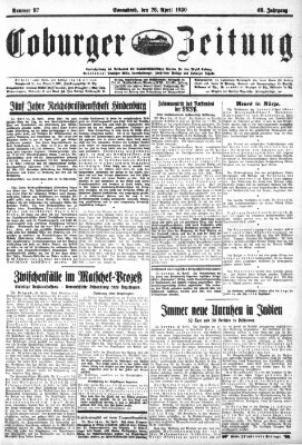 Coburger Zeitung Samstag 26. April 1930