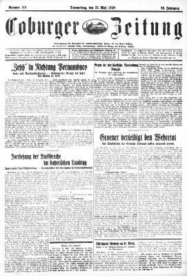 Coburger Zeitung Donnerstag 22. Mai 1930