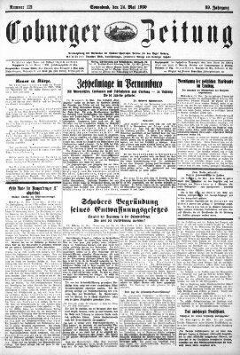 Coburger Zeitung Samstag 24. Mai 1930