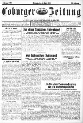 Coburger Zeitung Mittwoch 4. Juni 1930