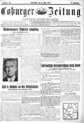 Coburger Zeitung Samstag 21. Juni 1930