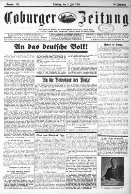 Coburger Zeitung Dienstag 1. Juli 1930