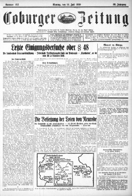 Coburger Zeitung Montag 14. Juli 1930