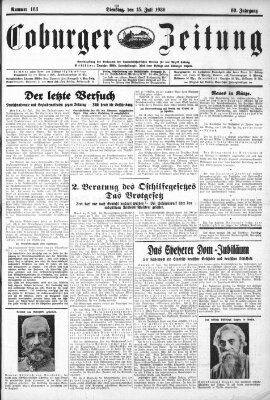 Coburger Zeitung Dienstag 15. Juli 1930