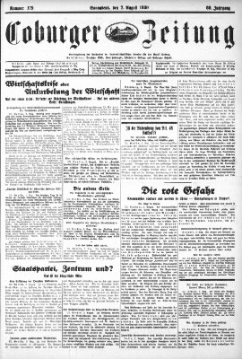 Coburger Zeitung Samstag 2. August 1930