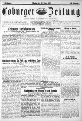 Coburger Zeitung Montag 25. August 1930