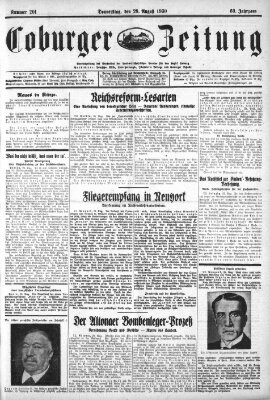 Coburger Zeitung Donnerstag 28. August 1930