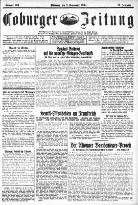 Coburger Zeitung Mittwoch 3. September 1930