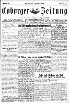 Coburger Zeitung Donnerstag 4. September 1930