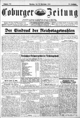 Coburger Zeitung Dienstag 16. September 1930