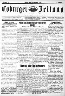 Coburger Zeitung Montag 22. September 1930