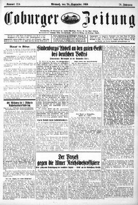 Coburger Zeitung Mittwoch 24. September 1930