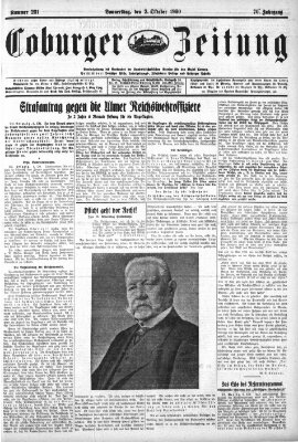 Coburger Zeitung Donnerstag 2. Oktober 1930