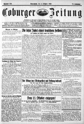 Coburger Zeitung Samstag 4. Oktober 1930