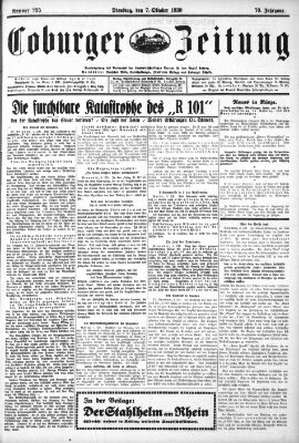 Coburger Zeitung Dienstag 7. Oktober 1930