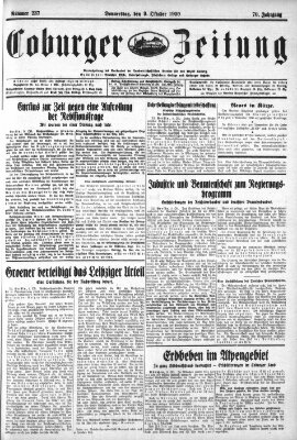 Coburger Zeitung Donnerstag 9. Oktober 1930