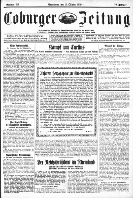 Coburger Zeitung Samstag 11. Oktober 1930